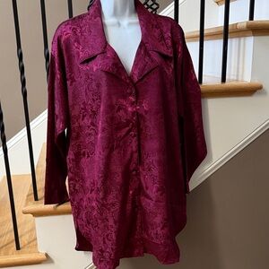 NWT Victoria's Secret Vintage Fuchsia Satin Gold Label Pajamas Top PS Valentines